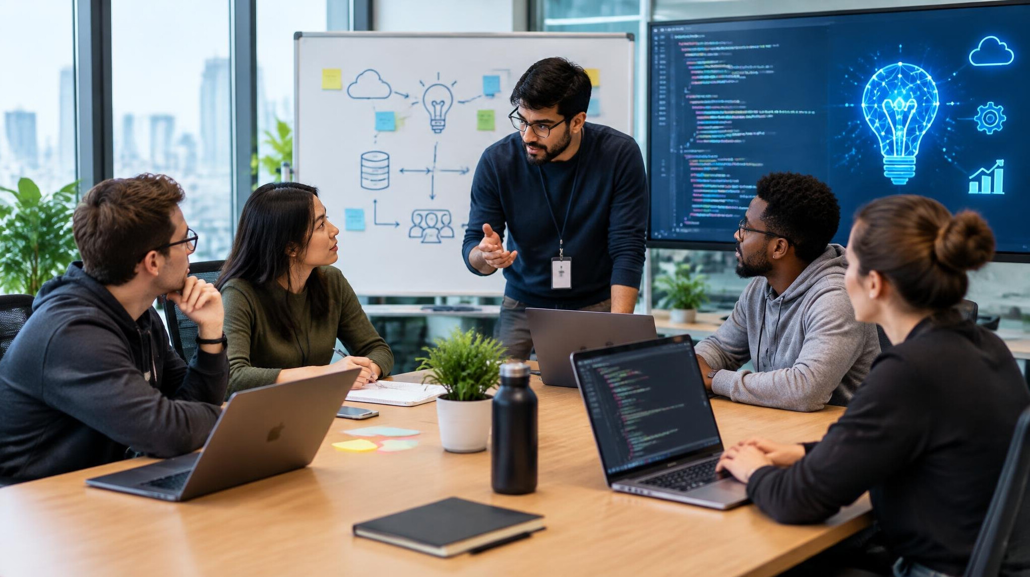 corporate it team brainstorming